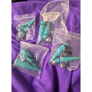 Women's Unbranded Teal Silver Surgical Steel Ear Gauges Tunnels Set